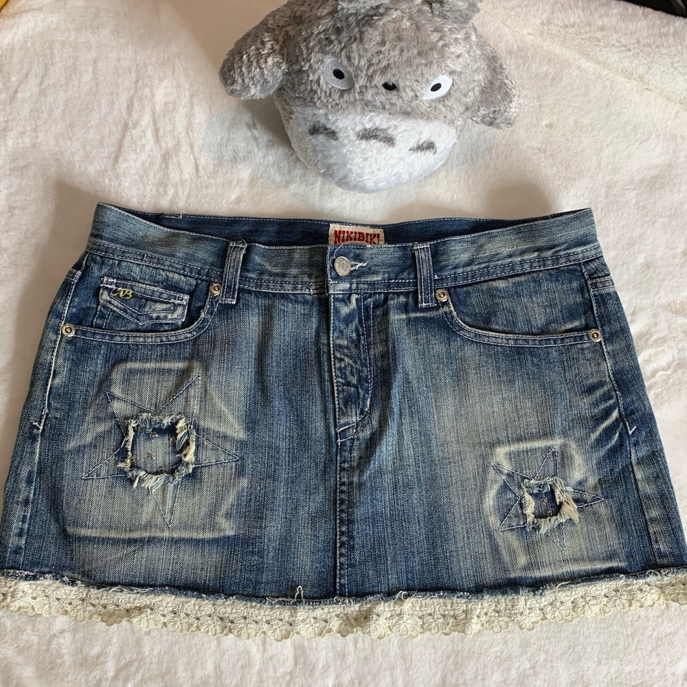 Nikibiki Star Design Denim Skirt